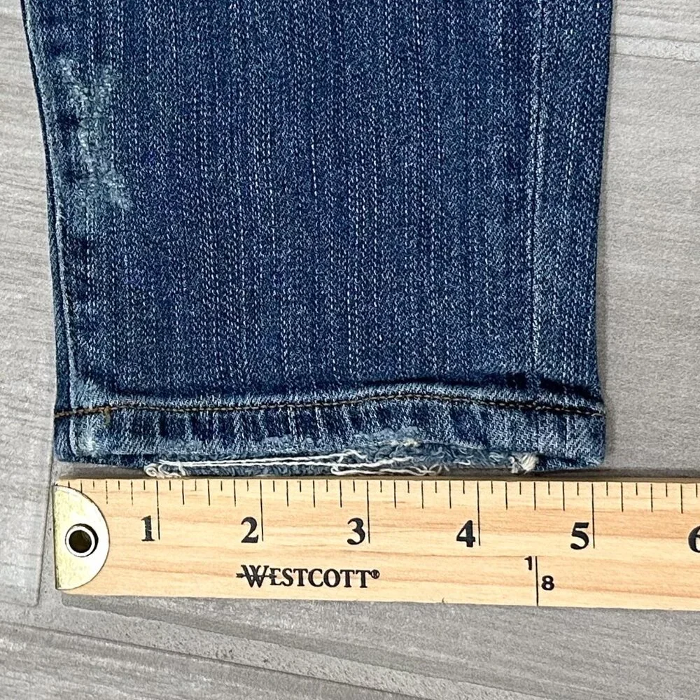 Agolde Sophie Mid-Rise Distressed Skinny Crop Jeans in Santa Fe Blue Size 26